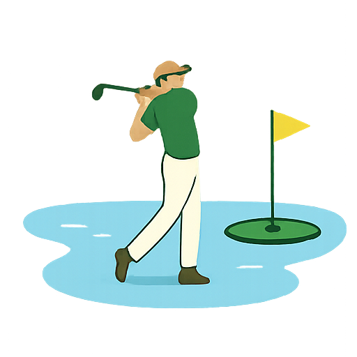Floating par-3 green illustration